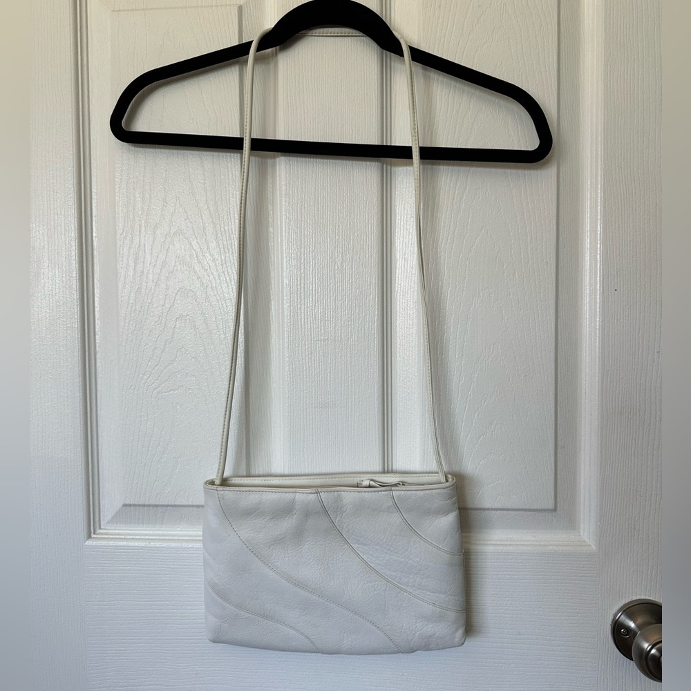 80s Vintage White Leather Purse